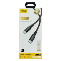 Кабель Aspor AC-21XL Nylon Type-C to Type-C 100W 3м черный                                          