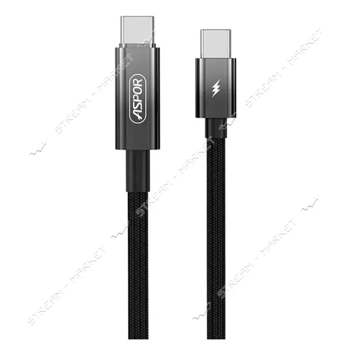 Кабель Aspor A088 Nylon Charge Display Type-C to Type-C 27W 1м черный                               