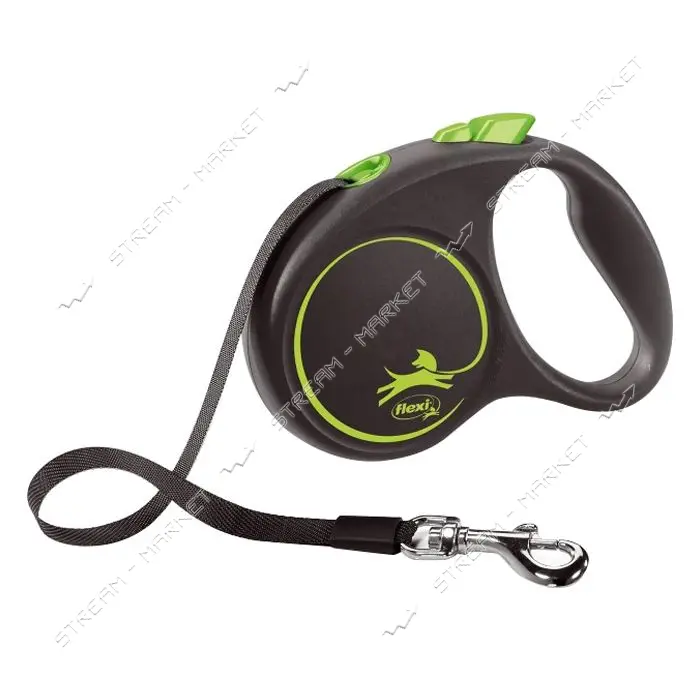 Рулетка Flexi Black Design для собак лента размер S 5м зеленая                                      