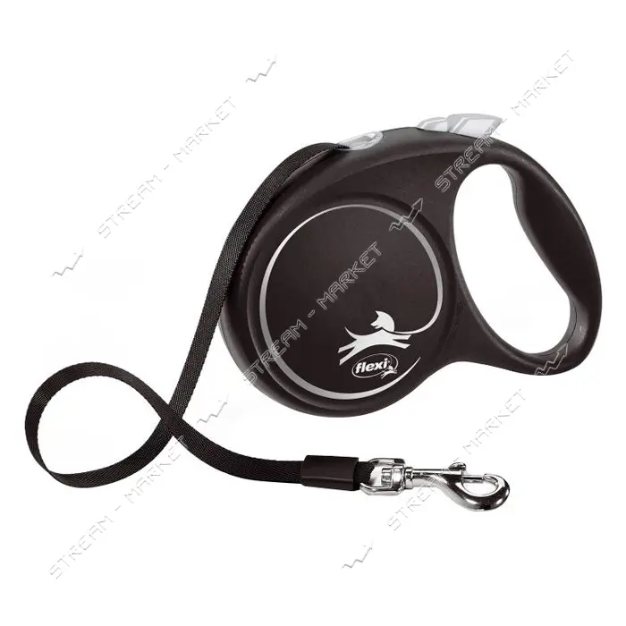 Рулетка Flexi Black Design для собак лента размер M 5м черная                                       