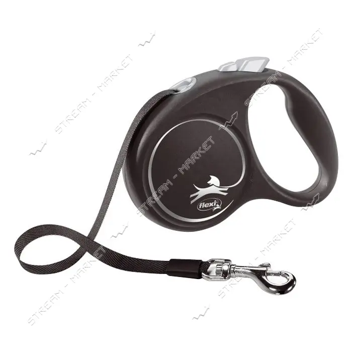Рулетка Flexi Black Design для собак лента размер S 5м черная                                       