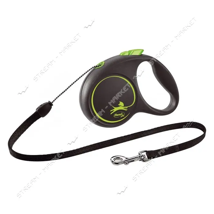 Рулетка Flexi Black Design для собак тросик размер S 5м зеленая                                     