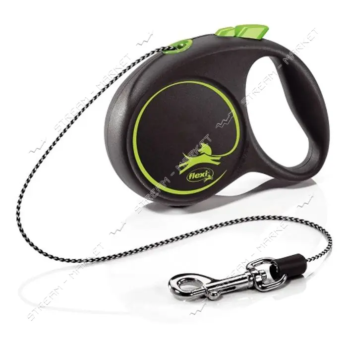Рулетка Flexi Black Design для собак тросик XS 3м зеленая