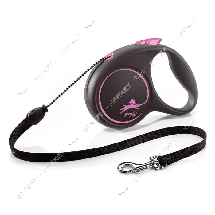 Рулетка Flexi Black Design для собак тросик M 5м розовая
