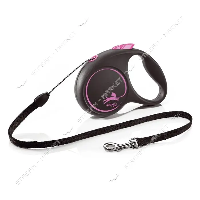 Рулетка Flexi Black Design для собак трос S 5м розовая