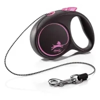 Рулетка Flexi Black Design для собак тросик XS 3м розовая                                           