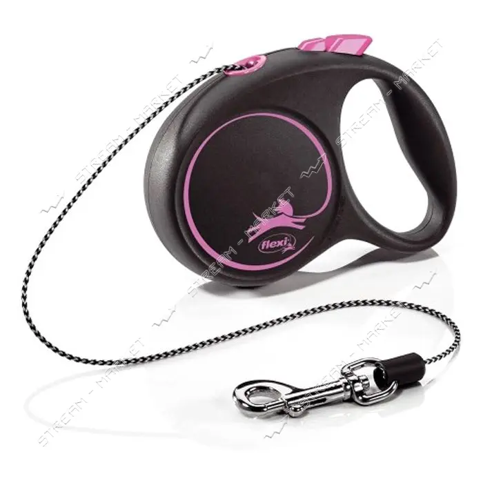 Рулетка Flexi Black Design для собак тросик XS 3м розовая