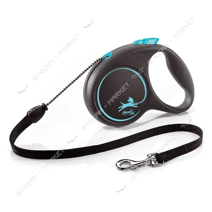 Рулетка Flexi Black Design для собак тросик M 5м синяя                                              