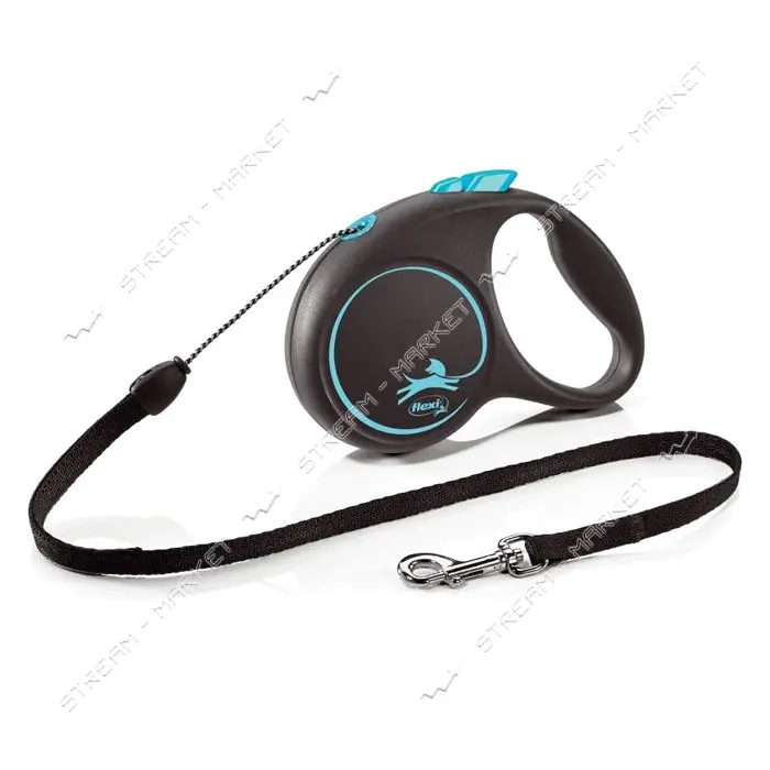 Рулетка Flexi Black Design для собак тросик S 5м синяя                                              
