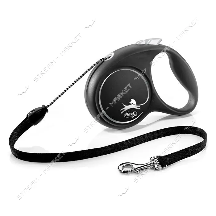 Рулетка Flexi Black Design для собак тросик M 5м черная