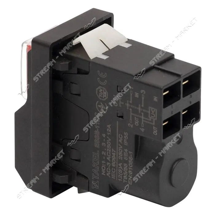 Пусковая электромагнитная кнопка Takel ESSB-11BC 4pin черная рамка