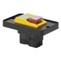 Пусковая электромагнитная кнопка Takel ESSB-12YC 4pin на панели желтая рамка                        
