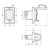 Пусковая электромагнитная кнопка Takel ESSB-32YC 5pin на панели желтая рамка