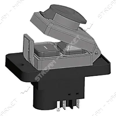 Пусковая электромагнитная кнопка Takel ESSB-32YC 5pin на панели желтая рамка