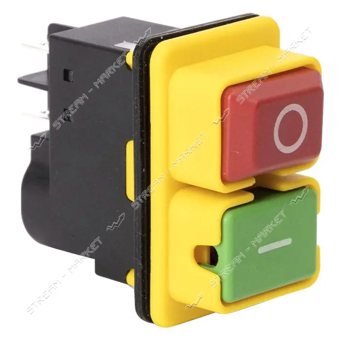 Пусковая электромагнитная кнопка Takel ESSB-101YC 4pin на панели желтая рамка