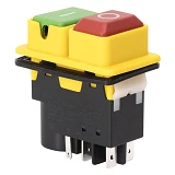 Пусковая электромагнитная кнопка Takel ESSB-102YC 5pin на панели желтая рамка