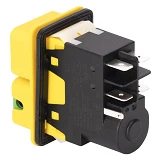 Пусковая электромагнитная кнопка Takel ESSB-102YC 5pin на панели желтая рамка