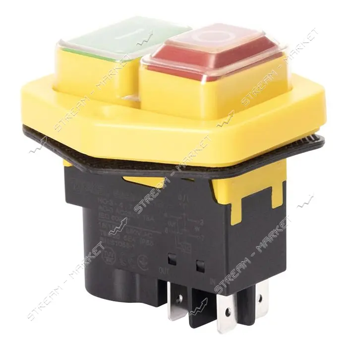 Пусковая электромагнитная кнопка Takel ESSB-151YC 4pin желтая рамка                                 