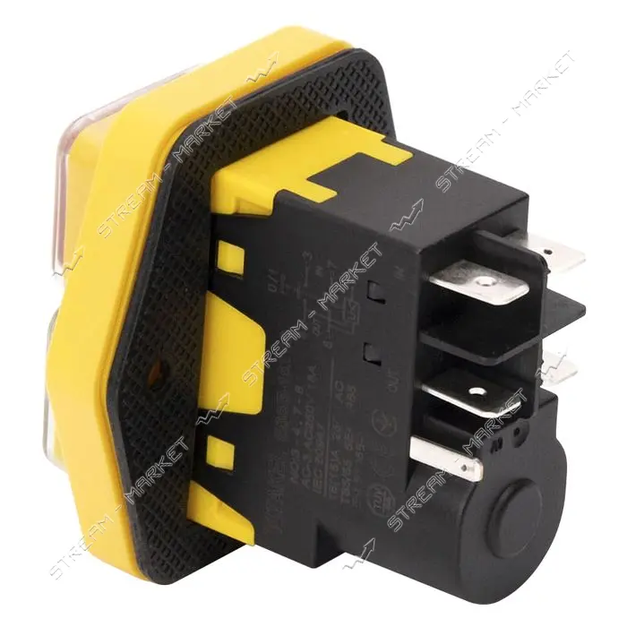 Пусковая электромагнитная кнопка Takel ESSB-152YC 5pin желтая рамка