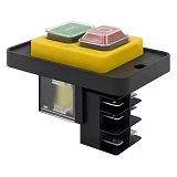 Пусковая электромагнитная кнопка Takel ESSB-181YC 6pin на панели желтая рамка