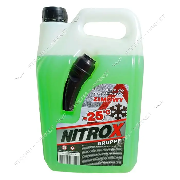 Омыватель для стекла NitroX зимний -25 канистра с носиком Яблоко 4л зеленый                         