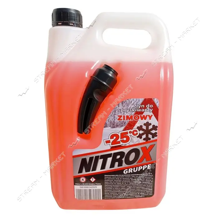 Омыватель для стекла NitroX зимний -25 канистра с носиком Карамель 4л красный