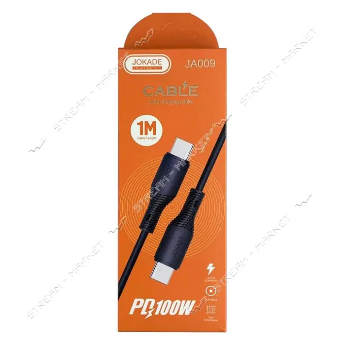 Кабель Jokade JA009 PD Type-C to Type-C 100W/1м черный                                              
