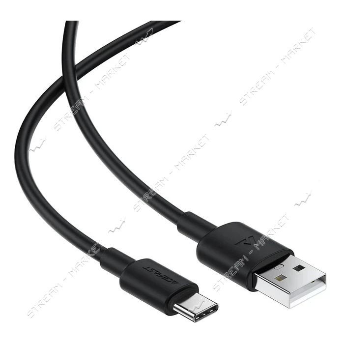 Кабель ACEFAST C25-04 USB-A to USB-C silicone charging data cable черный