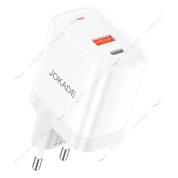 Сетевое зарядное устройство Jokade JB081 USB плюс USB-C/PD30W/QC3.0 белое