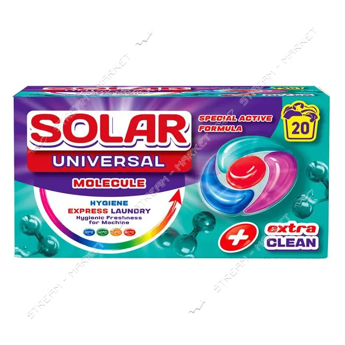 Капсулы для стирки белья Solar Universal MOLECULE 20шт коробка