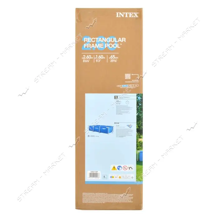 Бассейн Intex каркасный прямоугольный V2300л 260х160х65см 28271                                     