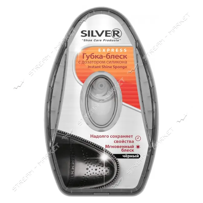 Губка-блеск Silver Premium для обуви с дозатором черная 6мл                                         