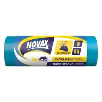 Пакеты для мусора Novax  c затяжкой 35л 15шт синий                                                  