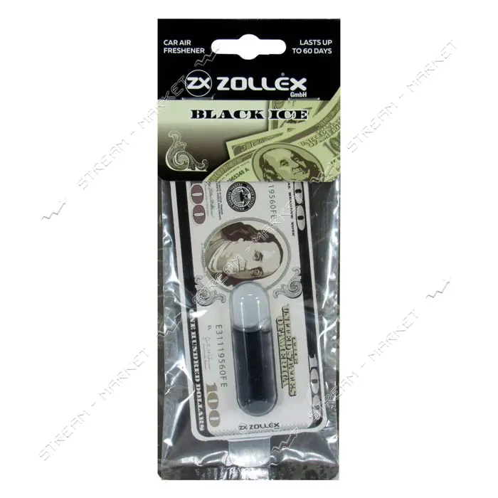 Автомобильный ароматизатор воздуха Zollex 17001 Dollar Black ice 5мл