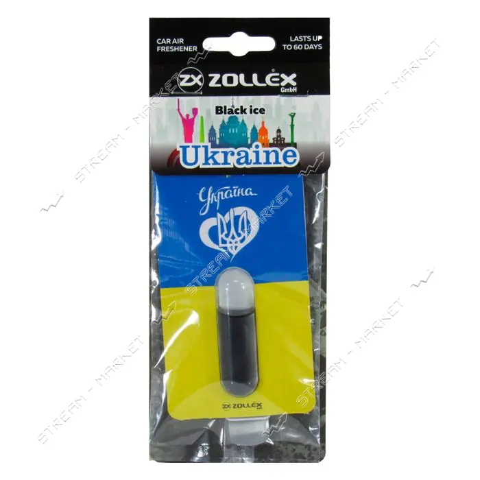 Автомобильный ароматизатор воздуха Zollex 17019 UKRAINE Black ice 5мл
