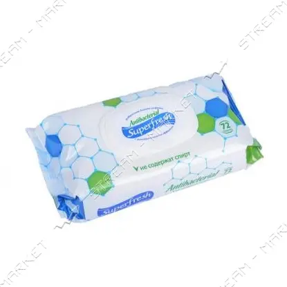 Салфетки влажные Superfresh Антибактериальные с клапаном 72шт