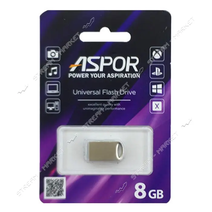 Флешка Aspor 8GB AR 105 серебро
