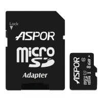 Карта памяти Aspor 8GB MicroSDHC Class 10 плюс SD adapter                                           