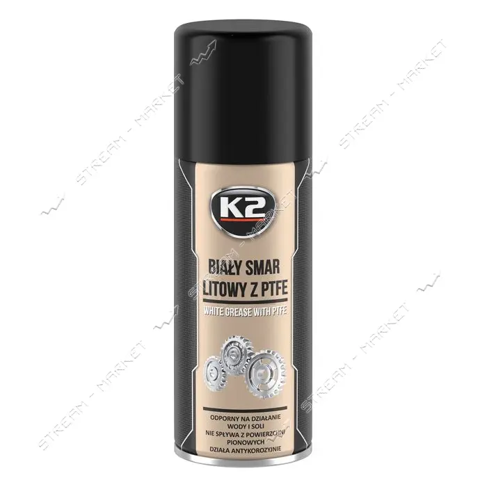 Смазка K2 литиевая белая с тефлоном PRO WHITE GREASE PTFE аэрозоль 400мл