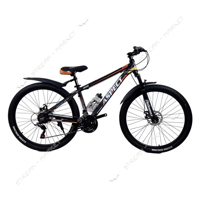 Велосипед CrossBike Aspect алюминиевая рама 15" колесо 27.5" black orange