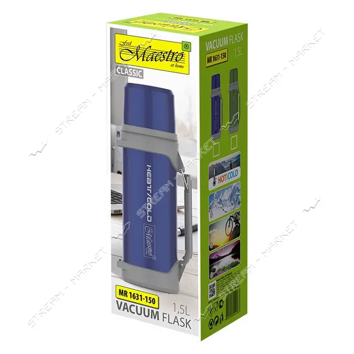 Термос Maestro MR-1631-150-BLUE 1.5л корпус нержавейка колба нержавейка                             