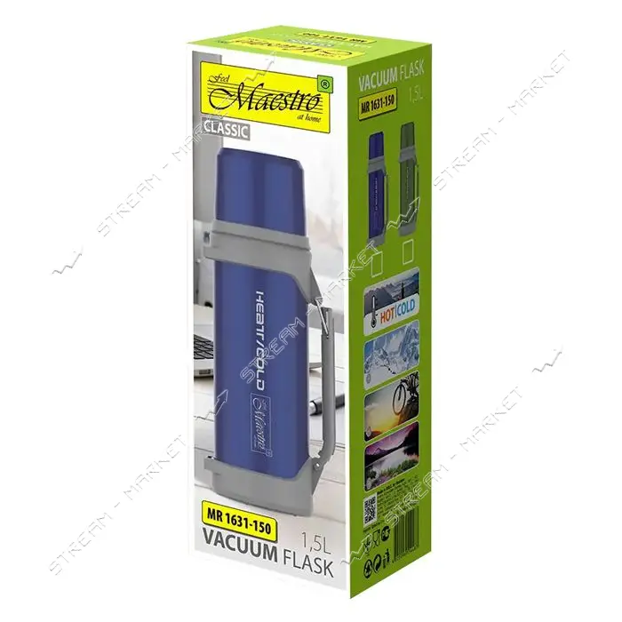 Термос Maestro MR-1631-150-GREEN 1.5л корпус нержавейка колба нержавейка                            