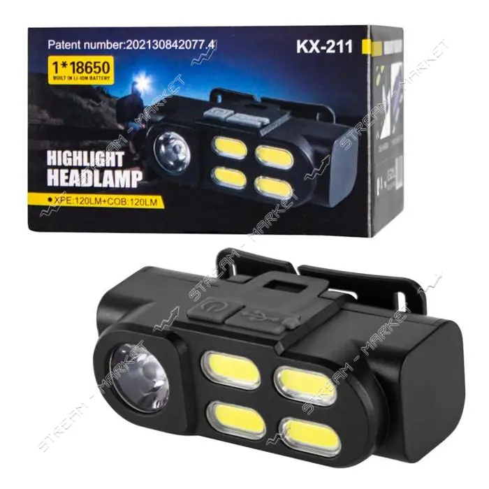 Фонарь налобный BL-211/RI-211 ЗУ micro USB 1x18650                                                  