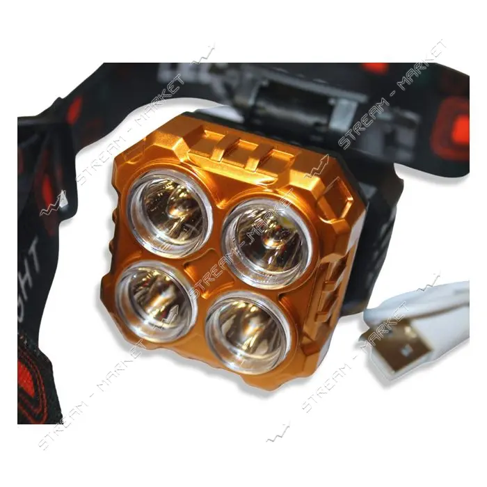 Фонарь налобный HX-208-4 Li-ion аккумулятор 1x14500