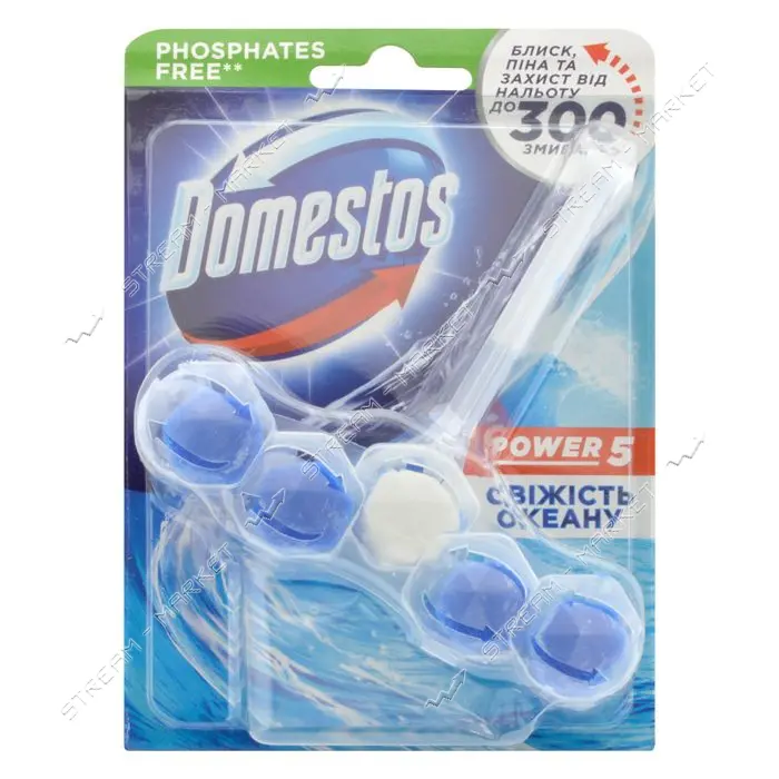Туалетный блок для унитаза Domestos Power 5 Свежесть океана 55г                                     