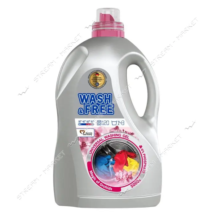 Гель для стирки Wash and Free Универсальный Магия орхидей 5л