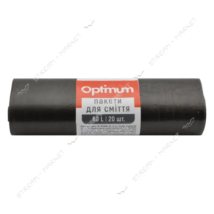 Пакет для мусора PRO Service Optimum черный 60л 20шт                                                