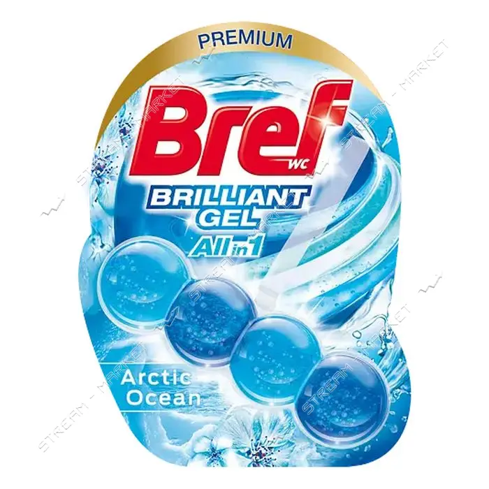 Подвесной туалетный блок Bref ,блестящий гель Арктический океан 42г                                 