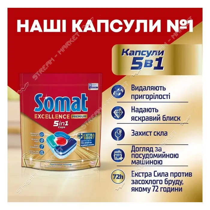 Капсули для посудомийних машин Somat Exellence 5в1 20шт                                             