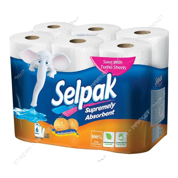 Полотенца кухонные Selpak 3-слойные 6 шт                                                            